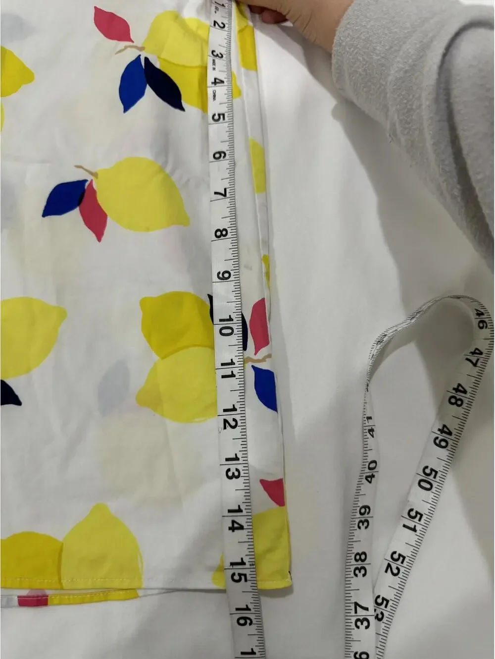 Kate Spade New York Lemon Print Ruffle Sleeve Top White Yellow XS - Picture 8 of 9